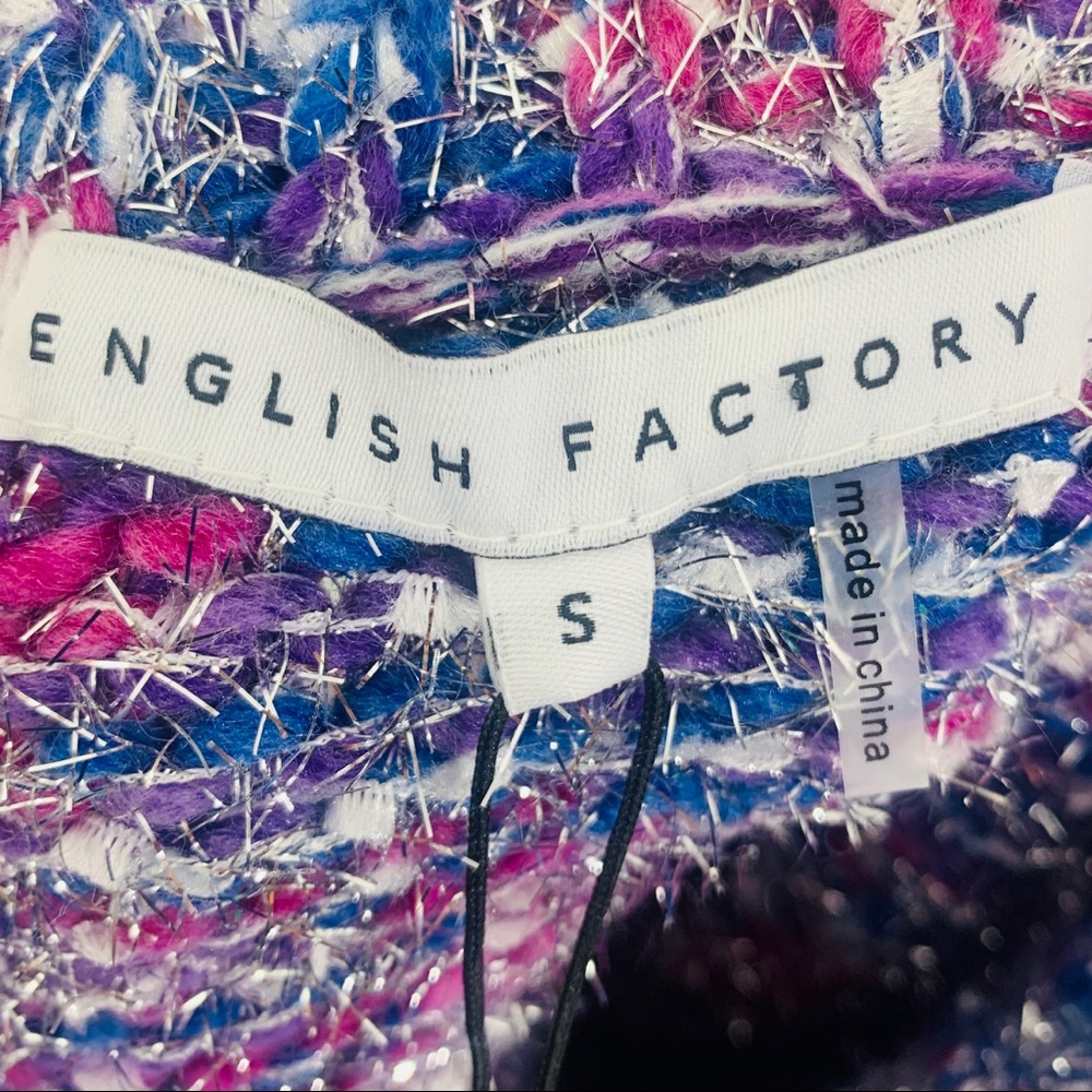 ENGLISH FACTORY Pink Purple Tinsel Knit Mini Skirt Size Small - Picture 6 of 7